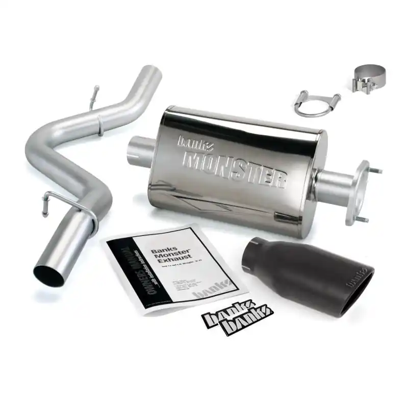 Buy Today Banks Power 04-06 Jeep 4.0L Wrangler Monster Exhaust System - SS Single Exhaust w/ Black Tip
