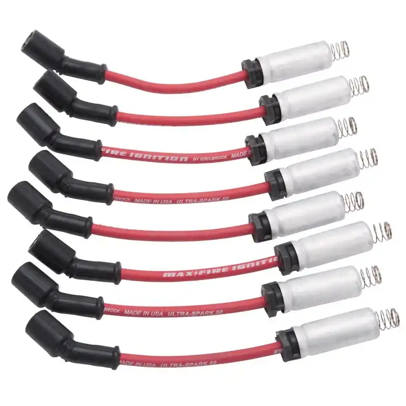 Next Day Delivery Edelbrock Spark Plug Wire Set Ls Kit w/ Metal Sleeves 99-15 50 Ohm Resistance Red Wire (Set of 8)