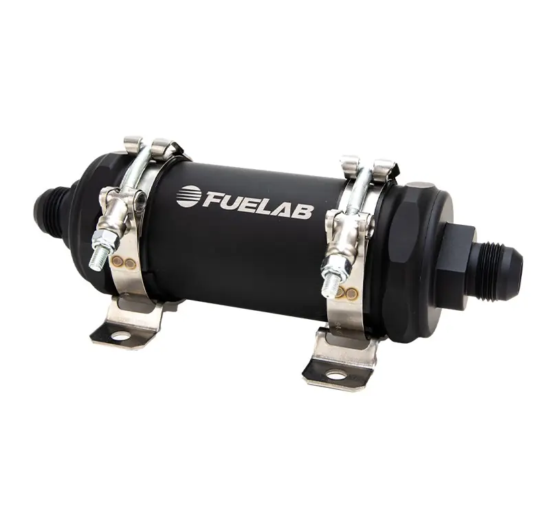 Direct From Manufacturer Fuelab PRO Series In-Line Fuel Filter (10gpm) -12AN In/-12AN Out 100 Micron Stainless - Matte Black