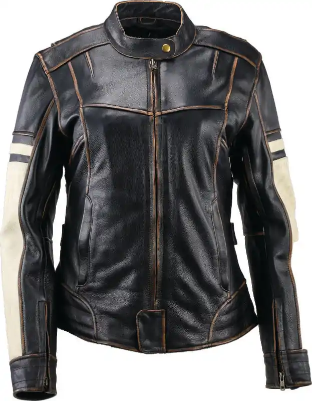 Kuryakyn Leather By River Road Dame Vintage Leather Jacket Black Womens - Medium Must Have