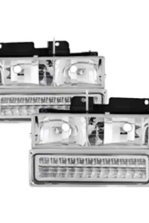 xTune 92-94 Blazer Full Size Corner/LED Bumper Headlights Chrome HD-JH-CCK88-LED-AM-C-SET Top Rated