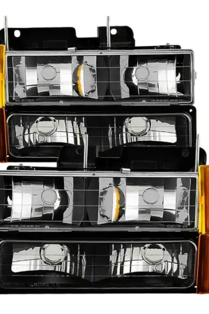 Order Now xTune GMC Yukon 94-99 Headlights w/ Corner & Parking Lights 8pcs Sets -Black HD-JH-GCK94-AM-BK-SET