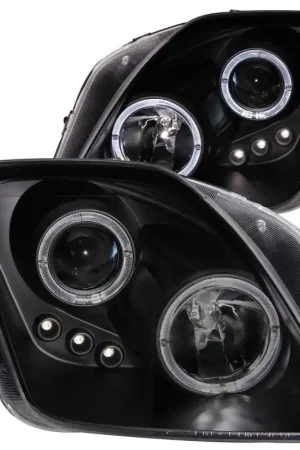 ANZO 1997-2001 Honda Prelude Projector Headlights w/ Halo Black w/ LED Fan Favorite