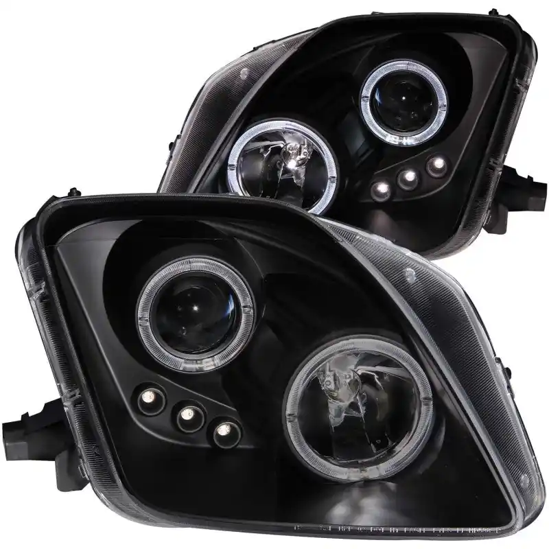ANZO 1997-2001 Honda Prelude Projector Headlights w/ Halo Black w/ LED Fan Favorite
