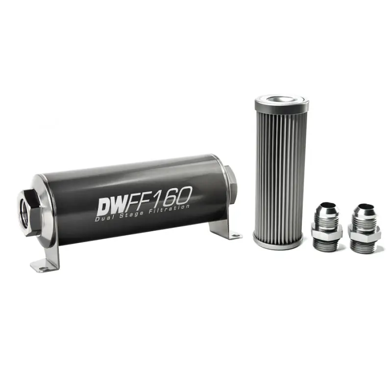 DeatschWerks Stainless Steel 10AN 10 Micron Universal Inline Fuel Filter Housing Kit (160mm) Deal