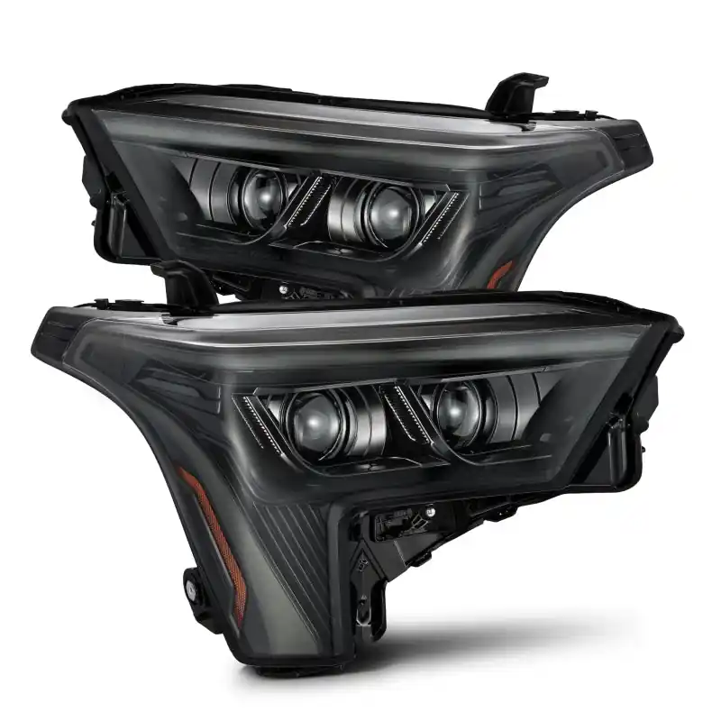 Last Chance AlphaRex 22-23 Toyota Tundra LUXX-Series Headlights Alpha-Black w/Amber DRL - Req 810029 OR 810030