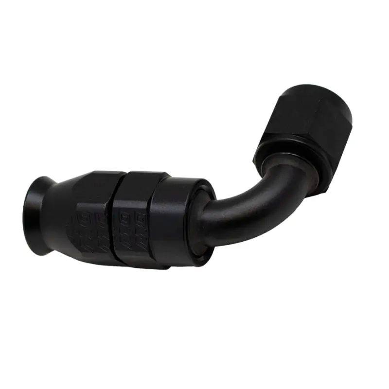 Free Returns DeatschWerks 6AN Female Swivel 90-Degree Hose End PTFE (Incl 1 Olive Insert) - Anodized Matte Black