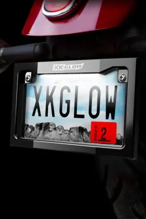 XK Glow Motorcycle License Plate Frame Light w/ White LED - Black Time-Limited
