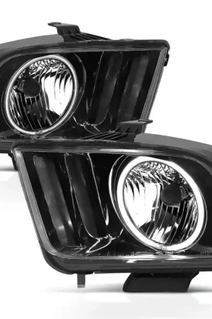 ANZO 2005-2009 Ford Mustang Crystal Headlights w/ Halo Black (CCFL) Buy Today