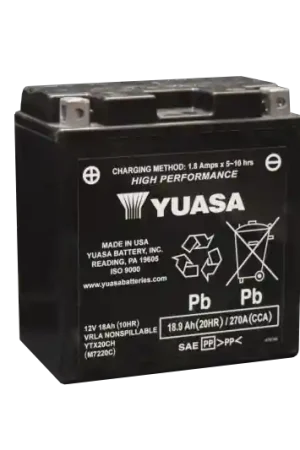 Yuasa YTX20CH Maintenance Free AGM 12-Volt Battery Worldwide Shipping