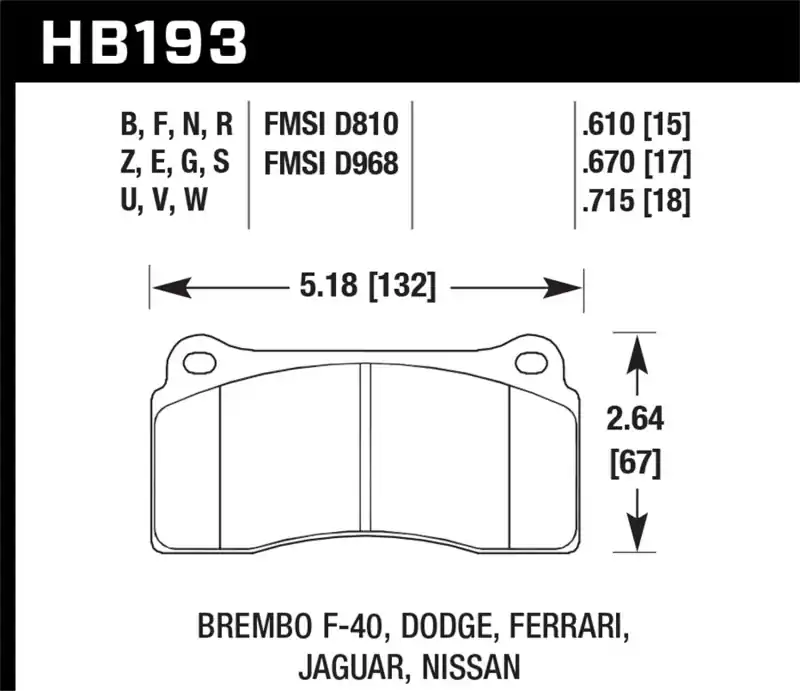 Brand New HAWK Ceramic Brake Pad Sets