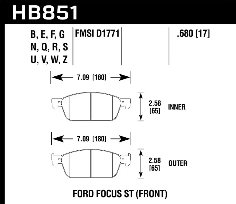 Handmade HAWK HP+ Brake Pad Sets